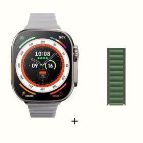 DaTeoy ZD8 Ultra Smart Watch Series 8 49mm Titanium Alloy Body 2.0&quot; Retina Screen BT Call NFC ECG IP68 Waterproof Smartwatch Men (Color: Gold add green nylon)