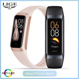 LIGE 2023 New Smart Watch Suitable For Android/IOS Smart Watch Heart Rate Blood Oxygen Blood Pressure Detection IP67 Waterproof Multifunctional Sports (Color: Burgundy)