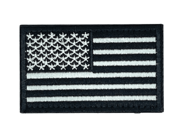 Tactical USA Flag Patch with Detachable Backing (Color: Black & White)