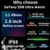 DaTeoy ZD8 Ultra Smart Watch Series 8 49mm Titanium Alloy Body 2.0&quot; Retina Screen BT Call NFC ECG IP68 Waterproof Smartwatch Men