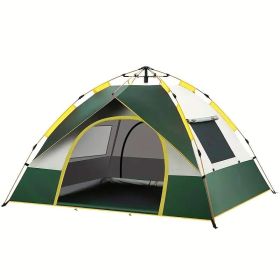 Tent Outdoor Camping 3-4 People Automatic Quickly Open (Option: Dark Green Silver Glue-3to4 People)